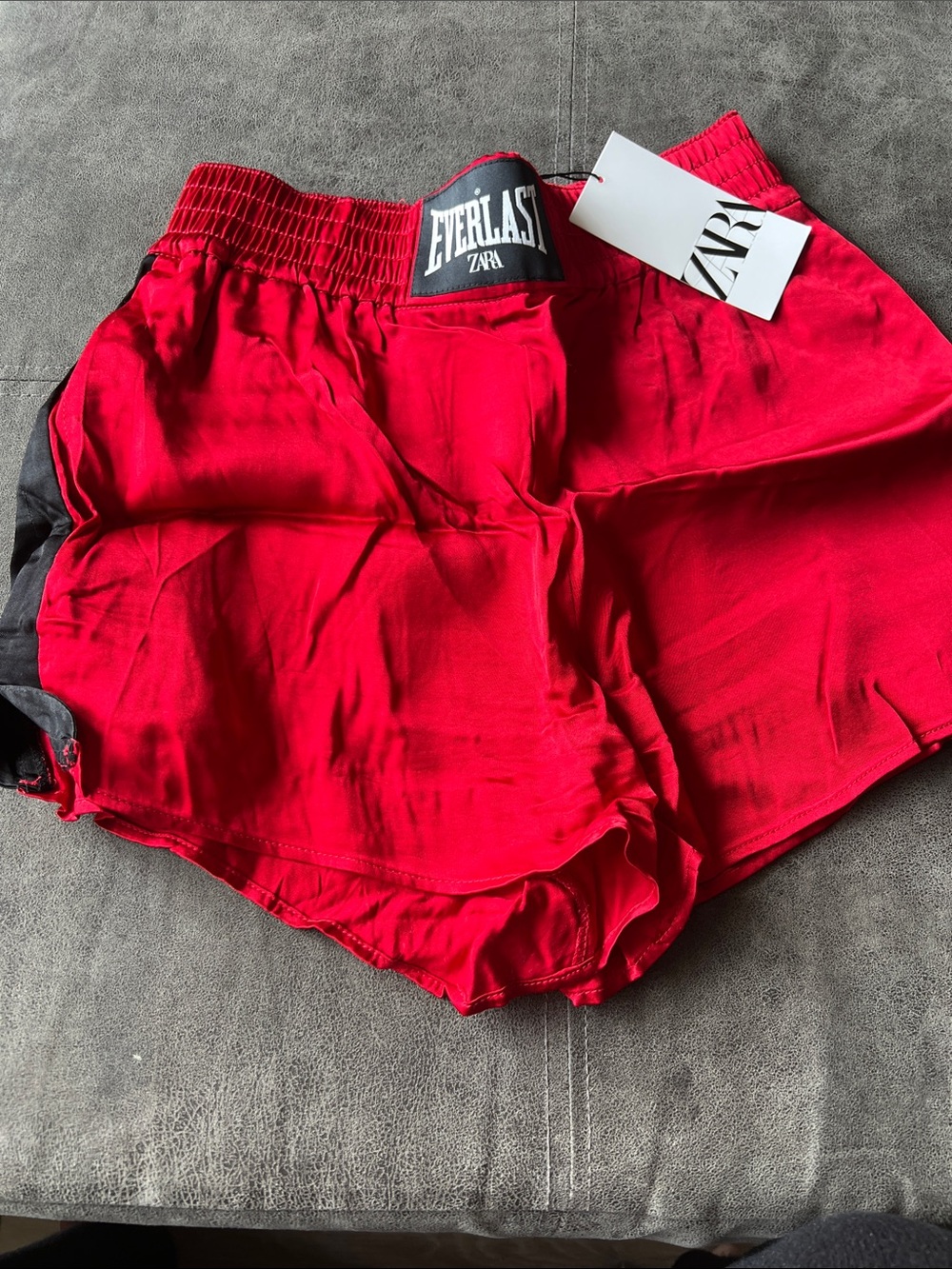 NEW! Limited edition Everlast Red Satin Training Shorts with Black Waist/ stripe